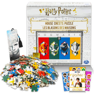 Wizard World Harry Potter House Crest Jigsaw Puzzle Set For Kids And Adults - Bundle With Hogwarts Secret Horcrux Plus Stickers More (Puzzle Styles May Vary), 300 Piece Puzzles