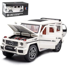 Erock Exquisite Car Model 1/24 Benz G63 Amg Model Car, Zinc Alloy Pull Back Toy Car With Sound And Light For Kids Boy Girl Gift (White)