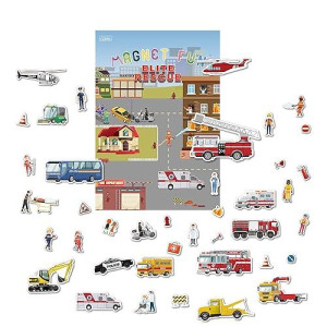 Magnetic Portable Playboard Elite Rescue Team Fire Fighting Trucks Police Trauma And Engineer (41 Pcs)