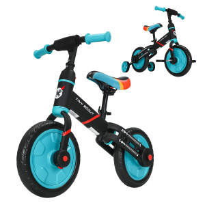 Ubravoo Trike To Bike Riding Tricycles For Boys Girls 3-5, Fit 'N Joy Kids Balance Bike With Pedals & Training Wheels Options, 4-In-1 Starter Toddler Training Bicycle (Jl102-Blue)