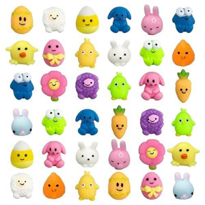 Jofan 36 Pcs Easter Mochi Squishy Toys Stress Relief Squishies For Kids Boys Girls Toddlers Easter Basket Stuffers Egg Fillers Gifts Party Favors