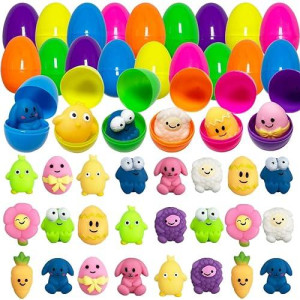 Jofan 24 Pack Plastic Prefilled Easter Eggs With Easter Mochi Squishy Toys Inside For Kids Boys Girls Toddlers Easter Basket Stuffers Gifts Easter Egg Fillers