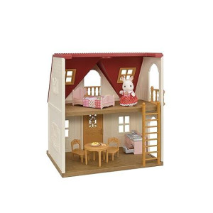 Calico Critters Red Roof Cozy Cottage Dollhouse Playset With Figure, Furniture And Accessories
