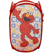 Crown Crafts Infant Products Sesame Street Elmo Pop Up Hamper - Mesh Laundry Basket/Bag With Durable Handles