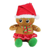 Northlight 11 Brown And Red Plush Sitting Gingerbread Girl Christmas Figure