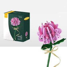Cihely Flower Bouquet Building Blocks Kits Chrysanthemum Pink 601236-C, Artificial Flowers Building Project To Release Stress And Focus The Mind, For Birthday Gifts To Adults/Teens(100+ Pieces)