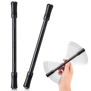 2 Pieces Spinning Pen Rolling Finger Rotating Pen Gaming Trick Pen Mod With Tutorial No Pen Refill Stress Releasing Brain Training Toys For Kids Adults Student Office Supplies (Black)