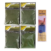 Woodland Scenics Static Grass Field System, Dark Green 2Mm, 4Mm, 7Mm, And 12Mm (Pack Of 4) - With Make Your Day Paintbrushes