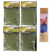 Woodland Scenics Static Grass Field System, Light Green 2Mm, 4Mm, 7Mm, And 12Mm (Pack Of 4) - With Make Your Day Paintbrushes