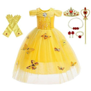 Dressy Daisy Baby Girls' Princess Fancy Dress Up Costume With Accessories Halloween Outfit Butterfly Yellow