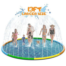 Splash Pad For Dogs And Kids, Toffos 86.6�� Non-Slip Sprinkler, Extra Large 0.5Mm Thickened Durable And Foldable Large Pool, Inflatable Summer Outdoor Water Play Mat Toys For Toddlers & Dogs