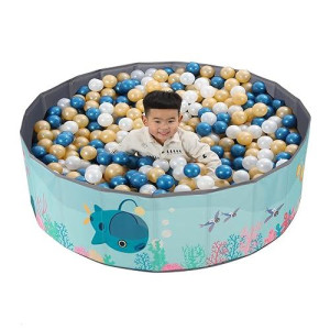 Limitlessfunn Foldable Double Layer Oxford Cloth Kids Ball Pit, Play Ball Pool With Storage Bag (Balls Not Included) Playpen For Baby Toddlers (40 Inch, Medium, Under The Sea)