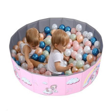 Limitlessfunn Foldable Double Layer Oxford Cloth Kids Ball Pit, Play Ball Pool With Storage Bag (Balls Not Included) Playpen For Baby Toddlers (40 Inch, Medium, Rainbow Unicorn)