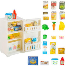 Hiawbon 21 Pcs Mini House Miniature Refrigerator With Mini Food Set Mini Kitchen Furniture Fridge Decorations Miniature Food With Juice Milk Ice Creams Vegetables