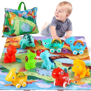 Alasou 9 Pcs Dinosaur Fantastic Creatures Toys With Playmat/Storage Bag|Baby Car Toys For 1 Year Old Boy|1St Birthday Gifts For Toddler Toys Age 1-2|1 Year Old Boy Birthday Gift For Infant Toddlers