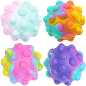 (4 Pcs) Pop Its Fidget Toys,Pop It Balls Bubble Pop Popping Sensory Toy,Anxiety Relief Fingertip Toy for Adults,Early Education Brain Development Toy for Kids