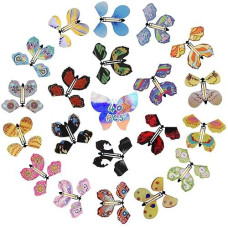 Scettar Magic Flying Butterfly Fairy Flying Toys Wind Up Rubber Band Powered Butterfly Toys Decoration (C)