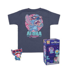 Funko Pocket Pop! & Tee: Disney - Summer Stitch - For Children And Kids - Medium - T-Shirt - Clothes With Collectable Vinyl Minifigure - Gift Idea - Toys And Short Sleeve Top For Boys And Girls