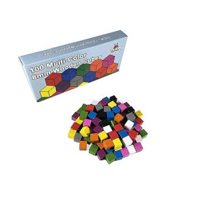 100 Wooden Cubes, Family Games Accessories - Multi-Color Board Game Tokens Ideal For Sorting, Counting, Classrooms, Replacement Pieces