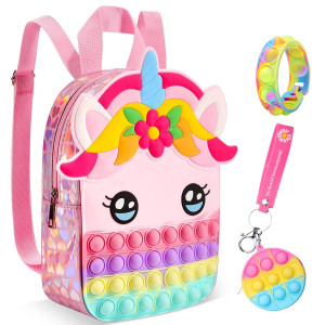 Unicorn Backpack, Pop Backpack Purse, Push Bubble Sensory Fidget Toy For Kids, Pop Purse Shoulder Bag, Kids Party Favors Toys Gifts, Anxiety Stress Relief Cute Back To School Supplies