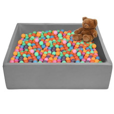 Trendbox Extra Large Ball Pit 47.2X47.2X13.8In Foam Ball Pit Balls Kids Ball Pits For Toddlers Babies Balls Not Included - Dark Gray