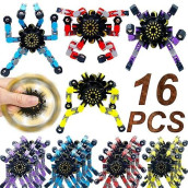 16Pc Fingertip Gyro Fingertip Mechanical Top Diy Deformation Robot Metal Transformable Gyro Spinners Finger Chain Robot Toy Changeable Face Fidget Spinners Octopus Add Adhd Astium For Kids Adults