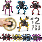 12 Pack Funny Sensory Fidget Toys,Deformable Chain Diy Robot Spinners Fingertip Stress Relief Gyro Toy Birthday Gifts Goodie Bag Easter Basket Stuffers Classroom Prizes Party Favors For Kids Adults