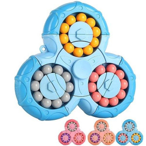 Suoxu Magic Bean Rotating Brain Teaser Finger Puzzle Toy,Boys Girls Handheld Spinner Stress Anxiety Relief Ball Game Sensory Toys,Gift For Kids Ages 3Above Easter Christmas Birthday New Year (Blue)