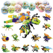 12 Pcs Pre Filled Easter Eggs Insect Building Blocks 12 In 1 Mini Building Blocks Toys For Kids Party Favors, Basket Stuffers, Basket Filler, Gifts, Egg Prizes