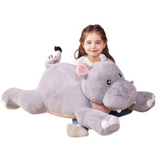 Ikasa Giant Hippo Stuffed Animal Plush Toy,Large Hippopotamus Cute 30" Jumbo Soft Toys,Huge Big Size Plushy Fluffy Fat Plushie,Gifts For Kids