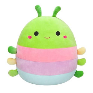 Squishmallows 14-Inch Green Caterpillar With Multi-Colored Stripes And Legs Plush - Add Rutabaga To Your Squad Ultrasoft Stuffed Animal Large Toy Official Kellytoy Plush