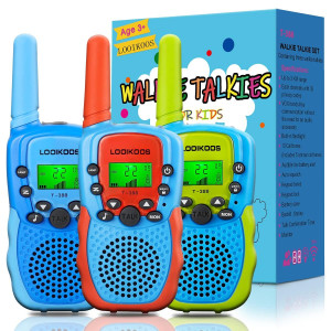 Looikoos Walkie Talkies For Kids, 3 Kms Long Range Walky Talky Radio Kid Toy Gifts For Boys And Girls 3 Pack