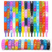 30 Pcs Pop Fidget Toy Fidget Bracelet, Durable And Adjustable, Multicolor Stress Relief Finger Press Bracelet Wristband For Kids And Adults Adhd Add Autism Anxiety (30Pc)