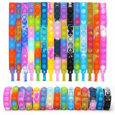 30 Pcs Pop Fidget Toy Fidget Bracelet, Durable And Adjustable, Multicolor Stress Relief Finger Press Bracelet Wristband For Kids And Adults Adhd Add Autism Anxiety (30Pc)