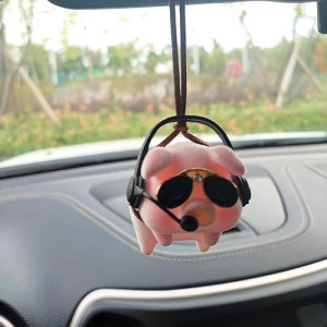 Car Rear View Mirror Pendant Lucky Piggy Hanging Ornament Auto Interior Decoration, Office Home Gardening Hanging