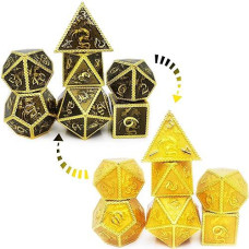 Haomeja Color Changing Temperature Metal Dragons Dnd Dice Set D&D Dice Set Role Playing Dice Apply To Dungeons And Dragons Black Transition Golden