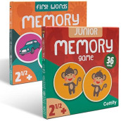 Cottify 2-Pack Wooden Memory Matching Game For Toddlers, Durable Memory Game For Toddlers 3-5 Years, Toddler Memory Game, Toddler Matching Game, Memory Games For Kids 3 And Up, 72 Cards
