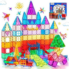 Lotmey Magnetic Tiles Building Blocks, 108 Pcs Magnetic Blocks Buliding Tiles Set, Magnetic Building Blocks With 2 Cars, Preschool Educational Magnetic Toys Stem Toys For Kids 3, 4-8