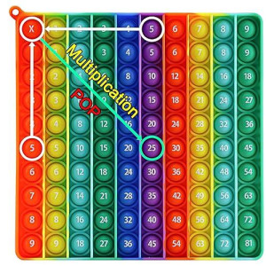 Multiplication Table Chart Square Pop Fidget Toys Counting Popper Board Stress Reliever Gifts For Kids Adult Adhd Family Kids Popping Game To Practice Times Math Ability Early Education(Rainbow)