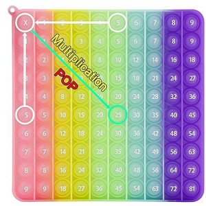 Multiplication Table Chart Square Pop Fidget Toys Counting Popper Board Stress Reliever Gifts For Kids Adult Family Kids Popping Game To Practice Times Math Ability Early Education(Luminous Glowing)