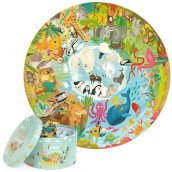 Boppi Animals Around The World Round Jigsaw Puzzle With 100% Recycled Card Jungle Artic Desert Ocean And Forest Animals 150 Pieces For Children 5 6 7 8 Years 58Cm Diameter