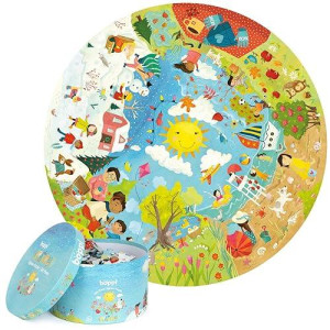 Boppi Seasons Round Jigsaw Puzzle With 100% Recycled Card Spring Summer Autumn And Winter Scenes 150 Pieces For Children 5 6 7 8 Years 58Cm Diameter
