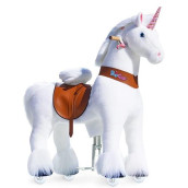 Ponycycle Large Ride On Unicorn Toys For Big Kids Classic Model U (With Brake/ 42.5" Height/Size 5 For Age 7-12) White Unicorn Kids Ride On Horse Toys Riding Unicorn Ux504