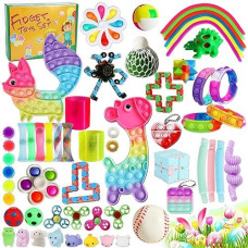 63 Pcs Fidget Toy Packs, Sensory Fidget Toys Set For Autism Kids And Adults Stress Relieve Pop Stress Ball It Gift Party Favor Stocking Stuffers Easter Filler Gift Class Prize Boys And Girls Ages 3-12