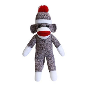 Plushland Adorable Sock Monkey, The Original Traditional Hand Knitted Stuffed Animal Toy Gift-For Kids, Babies, Teens, Girls And Boys Baby Doll Present Puppet (16'' Brown)
