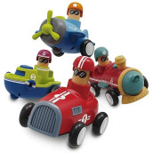 Likee Toy Cars For Toddlers 1 2 3 4 Years Old Boy Girl, 4 Pcs Pull Back Cars For 18+ Months Baby Infant Gift, Kids Trucks Push And Go Back Friction Powered Vehicles (Including Car Airplane Boat Train)
