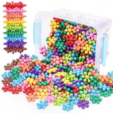 Nitoy Snowflake Interlocking Building Block Educational Toy 300Pcs For Kids Ages 3+, Multi-Color Solid Plastic Early Learning Creativity Stem Toy With Carrying Case Safe Material