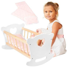 Green Series Kinderplay Baby Doll Crib | Baby Doll Cradle - Baby Doll Crib Set | Babydoll Crib | Bassinet Doll | Baby Doll Beds And Cribs | Babydoll Cradle | Baby Doll Cribs White Gs2100