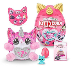 Rainbocorns Kittycorn Surprise Series 1 (Bengal Cat) By Zuru, Collectible Plush Stuffed Animal, Surprise Egg, Sticker Pack, Jelly Slime Poop, Ages 3+ For Girls, Children