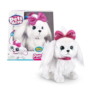 Pets Alive Lil' Paw The Walking Puppy By Zuru Interactive Dog That Walk, Waggle, And Barks, Interactive Plush Pet, Electronic Leash, Soft Toy For Kids And Girls